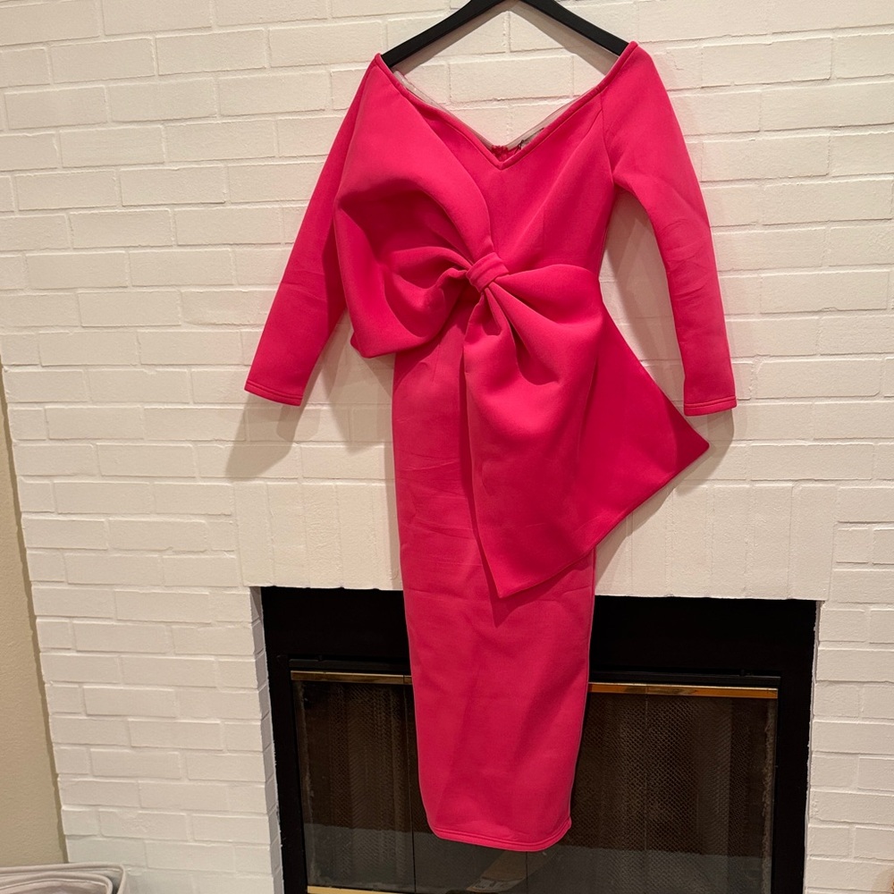 Aomei Long Sleeve Pink Dress with Bow